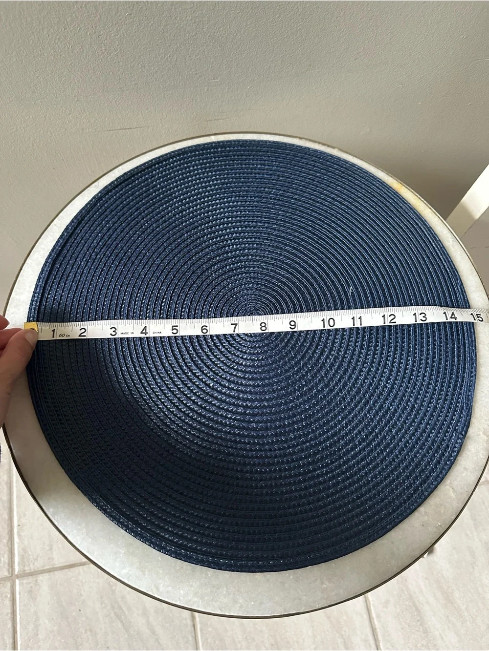 Set of 6 Threshold Round Woven Ratan Navy Braided Placemats 15” NWT Nautical